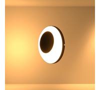 TEKLED Garden Solar Eclipse Black Plastic Modern LED Outdoor Wall Light | 15W 3000K Warm White | Weather-Resistant IP54 | for Facades Porches Gardens and Patios | (Built-in LED)