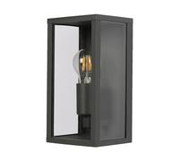 TEKLED Gardens Oxford Box Outdoor Lantern Wall Light | E27 Compatible Dark Grey Wall Light | Weatherproof Assurance IP44 | for Entryways Facades Patios Porches Garages | (Bulb not Included)