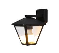 TEKLED Gardens Paravento Outdoor Lantern Wall Light | E27 Compatible Lighting Fixture | Weatherproof Assurance IP44 | for Entryways Facades Patios Porches Garages | Downward/Black (Bulb not Included)