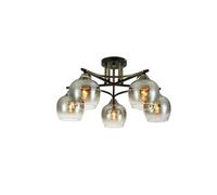 TEKLED Geometric Starburst Faded Smoky Grey Globe Black & Bronze Ceiling Light | E27 Fitting | Semi-Flush Mount Industrial-Modern Blend | for Living Rooms Dining Halls | 5 Globe (Bulb not Included)