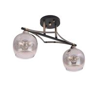 TEKLED Geometric Starburst Faded Smoky Grey Globe Black & Bronze Ceiling Light | E27 Fitting | Semi-Flush Mount Industrial-Modern Blend | for Living Rooms Dining Halls | 2 Globe (Bulb not Included)