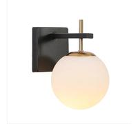 TEKLED Gold Aluminium Bronze Body Opal White Glass Globe Wall Light E27 Fitting