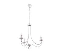 TEKLED Gold Brushed White Rice Metal Arm Candle Ceiling Chandelier Light | E14 Fitting | Modern Minimalist Design | for Living Rooms Dining Halls Hallways Foyers | 3 Candle (Bulb not Included)