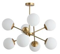 TEKLED Gold Sputnik Metal Opal Globe Glass Modern Ceiling Light E27 Fittings - 8 Lamp