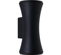 TEKLED Hourglass Waterproof Up Down Aluminium Outdoor Wall Light | GU10 Socket | Weather Resistant Outside House Light IP54 | for Entrances Facades Porches Gardens and Patios | Black (Built-in LED)