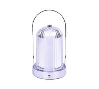 TEKLED® Lantern Table Lamp 3 Lighting Colors Brightness | Dimmable Decorative LED with Touch Control |1800 mAh, USB Rechargeable Desk Lamp| for Bedroom, Living Room, Cafe, Bar - Chrome