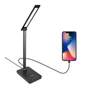 TEKLED® LED Desk Lamp | 10-Level Dimmable Flexible Gooseneck | Capacitive Touch Switch | Dual USB Charging Port | Eye Protection Bedside Reading Office Work Students | 10W 90 LED 550LM