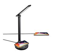 TEKLED® LED Desk Lamp with Wireless Charger | 5-Level Dimmable Flexible Gooseneck | Capacitive Touch Switch | USB Charging Port | Eye Protection Bedside Reading Office Work Students | 10W 30 LED 350LM