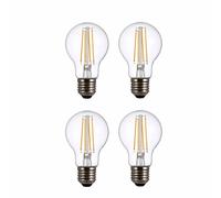 TEKLED LED Filament Style A60 Bulbs E27 Dimmable 6.5W 70W Equiv 2700K 4 Pack Warm White