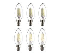 TEKLED LED Filament Style C35 Bulbs E14 Non Dimmable 4W 40W Equiv 6500K Cool Daylight 6 Pack