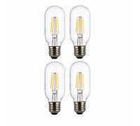 TEKLED LED Filament-Style T45 Vintage Non-Dimmable Bulbs | Tubular E27 Edison Screw | Energy Saving 4W Bulb (40W Incandescent Equivalent Brightness) | Clear 2700K 470LM | 4-Pack | Warm White