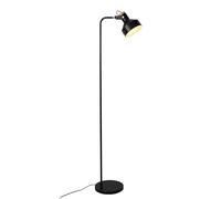 TEKLED® LED Floor Lamp | Minimalist Adjustable Rotatable Lampshade with Wooden Accent | Replaceable E27 Edison Screw Bulb Holder | for Home Living Room Bedroom Reading Corners Workspaces - Black