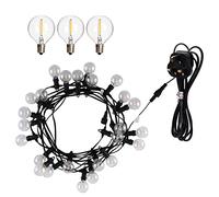 TEKLED® LED Outdoor String Lights | 25 LED G40 Decorative Bulbs | IP65 Waterproof Indoor Outdoor 32FT with Mains Powered | Warm White | for Patio Garden Backyard Home Christmas Tree Party Terrace