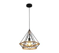 TEKLED Manila Hemp Rope Black Diamond Pendant Light | E27 Fitting | Adjustable Hanging Light | Rustic Hemp Rope Ceiling Light | For Living Rooms Kitchens Coffes Restaurants |D250mm (Bulb not Included)