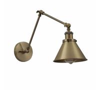 TEKLED Metal Hinged Cone Wall Light E27 Fitting - Antique Brass