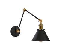 TEKLED Metal Hinged Cone Wall Light E27 Fitting - Black