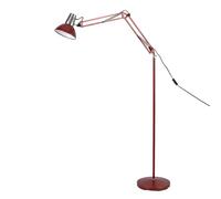 TEKLED® Modern Adjustable Floor Lamp - Extendable Arm with Steel Shade, E27 Fitting, Height Adjustable Standing Lamp for Bedroom, Living Room, Office, Study and Reading Spaces, Red