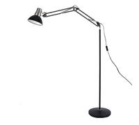 TEKLED® Modern Adjustable Floor Lamp - Extendable Arm with Steel Shade, E27 Fitting, Height Adjustable Standing Lamp for Bedroom, Living Room, Office, Study and Reading Spaces, Black