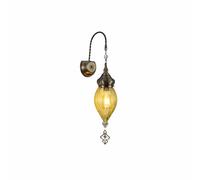 TEKLED Moroccan Style Antique Brass Glass Oriental Wall Light | E27 Bulb Base | for Bedrooms Living Rooms Dining Halls Hallways Porches Lobbies Cafes Restaurants | Yellow (Bulb not Included)