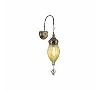 TEKLED Moroccan Style Antique Brass Glass Oriental Wall Light | E27 Bulb Base | for Bedrooms Living Rooms Dining Halls Hallways Porches Lobbies Hookah Cafes Restaurants | Green (Bulb not Included)
