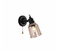 TEKLED myHome Adjustable Glass Cone Wall Light with Pull Down Switch | E27 Fitting | for Bedrooms Living Rooms Hallways Cafes Restaurants Commercial Spaces | Black - Amber (Bulb not Included)