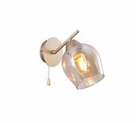 TEKLED myHome Amber Glass Metallic Gold Branch Twig Modern Wall Light | E27 Fitting and Pull Down Switch | for Bedrooms Living Rooms Study Rooms Hallways Cafes Restaurants | (Bulb not Included)