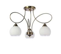 TEKLED myHome Antique Brass Lily of The Valley Ceiling Light Fixture | E27 Semi-Flush Mount Ceiling Light | for Bedrooms Living Rooms Hallways Cafes Restaurants | 3 Globe (Bulb not Included)