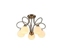 TEKLED myHome Antique Brass Lily of The Valley Ceiling Light Fixture | E27 Semi-Flush Mount Ceiling Light | for Bedrooms Living Rooms Hallways Cafes Restaurants | 5 Globe (Bulb not Included)