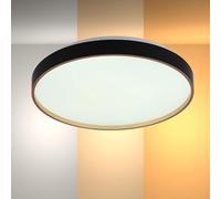 TEKLED myHome Elegant Contemporary Flush Mount LED Ceiling Light | Dimmable Ceiling Light with Remote Control | 3000-6000K White Tuneable | for Living Rooms Offices Hallways | Black (Built-in LED)
