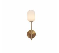 TEKLED myHome Gold Aluminium Bronze Metal Opal Glass Cylinder Wall Light | G9 Fitting | for Bathrooms Living Rooms Waiting Areas Receptions Cafes Boutique Hotels | Single Lamp (Bulb not Included)
