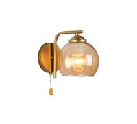 TEKLED myHome L-Shape Dome Glass Wall Light | E27 Fitting and Pull Down Switch | for Bedrooms Living Rooms Study Rooms Cafes Bars Restaurants | Gold - Amber (Bulb not Included)