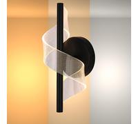 TEKLED myHome LED Spiral Modern Wall Sconce Light | CCT Changable | Indoor Decorative Lighting Fixture | for Living Rooms Bedrooms Hallways Offices Chic Cafes Restaurants | Black (Built-in LED)