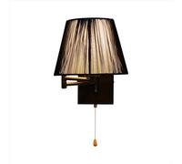 TEKLED myHome Metal Swing Arm Frustum Wall Light with Pull Down Switch | E27 Fitting | for Bedrooms Living Rooms Study Rooms Cafes Hotels | Black Accented White-Black Body (Bulb not Included)