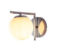 TEKLED myHome Opal Globe Glass Bronze L Shape Metal Wall Light | E27 Fitting | for Bathrooms Living Rooms Study Rooms Waiting Areas Receptions Cafes Boutique Hotels | Chrome (Bulb not Included)