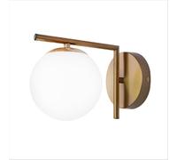 TEKLED myHome Opal Globe Glass Bronze L Shape Metal Wall Light | E27 Fitting | for Bathrooms Living Rooms Study Rooms Waiting Areas Receptions Cafes Boutique Hotels | Bronze (Bulb not Included)