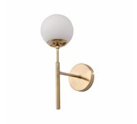 TEKLED Opal Amber Smoky Globe Glass Shade Gold or Black Metal Body Wall Light - Opal - Gold
