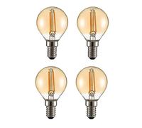 TEKLED® P45 Filament Vintage LED Bulbs | E14 Small Edison Screw | Energy Saving 2W Light Bulb 22W Equivalent | NONDIMMABLE Amber 2400K 220LM | 4-Pack | Warm White