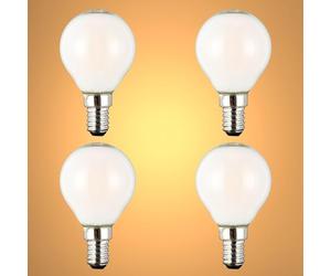 TEKLED® P45 Golf Ball DIMMABLE Filament LED Bulbs | E14 Small Edison Screw | A15 Energy Saving 4W Light Milky White Glass Bulb 37W Incandescent Bulb Equivalent | 2700K 500LM | 4-Pack | Warm White