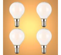 TEKLED® P45 Golf Ball NONDIMMABLE Filament LED Bulbs | E14 Small Edison Screw | A15 Energy Saving 4W Light Milky White Glass Bulb 37W Incandescent Bulb Equivalent | 2700K 450LM | 4-Pack | Warm White