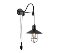 TEKLED Sconce Indoor Wall Light | Black Metal Caged Funnel Shaped | E27 Edison Bulb Base | Home&Industrial Modern Design Light Fixture | for Bar Kitchen Dining Room Coffee Shop (Bulb not Included)