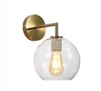 TEKLED Simple Elegance Sconce Clear Glass Funnel Globe Wall Light with E27 Fitting - Globe - Gold