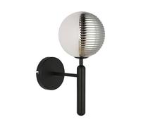 TEKLED Striped Reeded & Opal Glass Wall Light with Metal Finish and G9 Fitting - Black