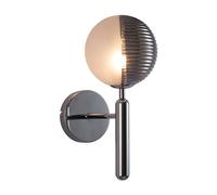 TEKLED Striped Reeded & Opal Glass Wall Light with Metal Finish and G9 Fitting - Chrome