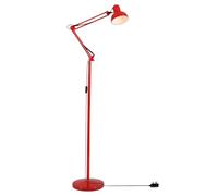 TEKLED Swing Arm Floor Lamp, Red, Modern Architect Standing Light with Rotatable Head, E27 Edison Screw Base, 186cm Tall, Vibrant Design for Living Room, Bedroom and Studio (Bulb Not Included)