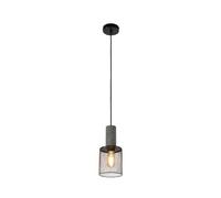 TEKLED Textured Concrete Cylinder Pendant Lights with Metal Shades | E27 Fitting | Ceiling Light with Mesh Metal Wire Lightshade | Living Rooms Coffes Restaurants | Cylinder 120mm (Bulb not Included)