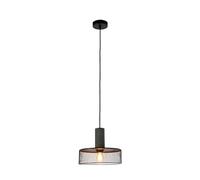 TEKLED Textured Concrete Cylinder Pendant Lights with Metal Shades | E27 Fitting | Ceiling Light with Mesh Metal Wire Lightshade | Living Rooms Coffes Restaurants | Cylinder 250mm (Bulb not Included)