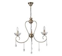 TEKLED Versailles Elegance Crystal Swan Chandelier Ceiling Light | E14 Fitting | Modern Minimalist Design | For Living Rooms Dining Halls Hallways Foyers | Antique Brass - 3 Candle (Bulb not Included)