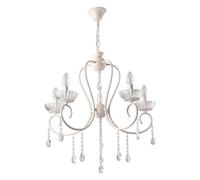 TEKLED Versailles Elegance Crystal Swan Chandelier Ceiling Light | E14 Fitting | Modern Minimalist Design | for Living Rooms Dining Halls Hallways Foyers | Ivory White - 5 Candle (Bulb not Included)