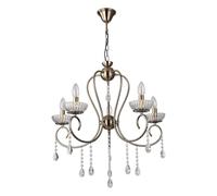 TEKLED Versailles Elegance Crystal Swan Chandelier Ceiling Light | E14 Fitting | Modern Minimalist Design | For Living Rooms Dining Halls Hallways Foyers | Antique Brass - 5 Candle (Bulb not Included)