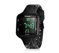 TEKMAGIC 100m Water Resistant Scuba Diving Watch with Stopwatch, Alarm Clock Functions, Dual Time Display, 12/24 Hour Format, Black, Diving Watch